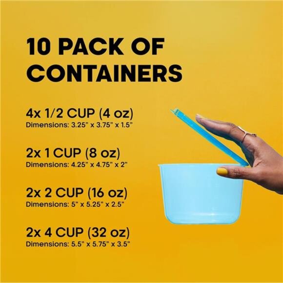 Food storage containers set attached lids plastic reusable meal prep organizer - Picture 4 of 7